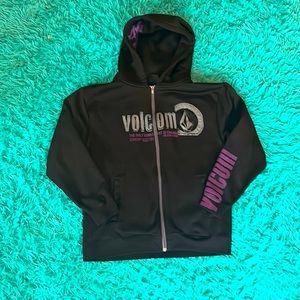 HOODIE- VINTAGE Volcom black and purple emblem hoodie US XL